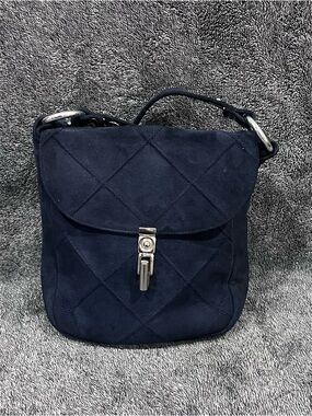 Jane Shilton Vintage genuine leather navy blue suede  shoulder bag